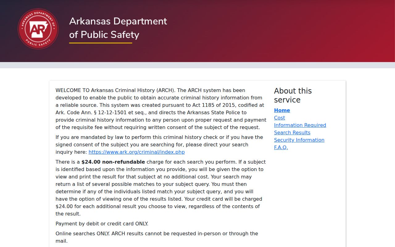 Lincoln County criminal history ARCH public search