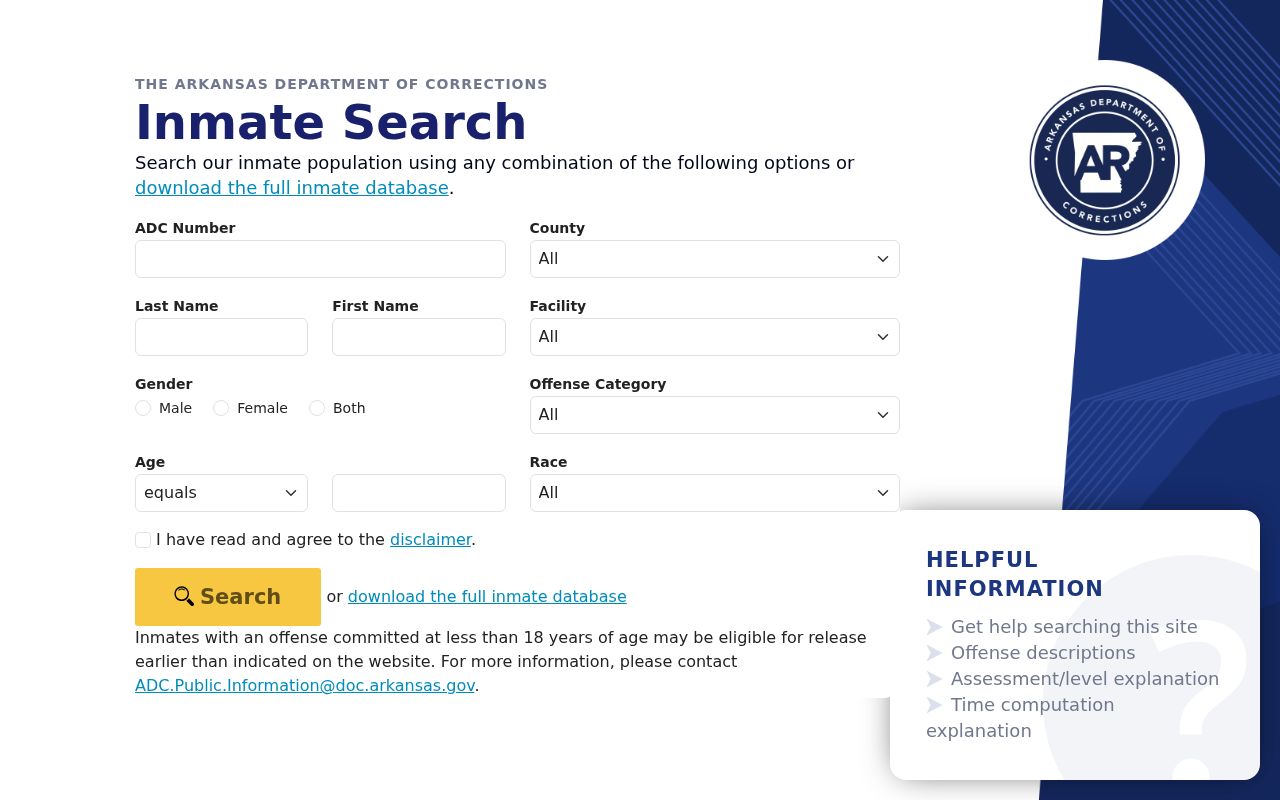 Lincoln County arrest records Arkansas DOC inmate search