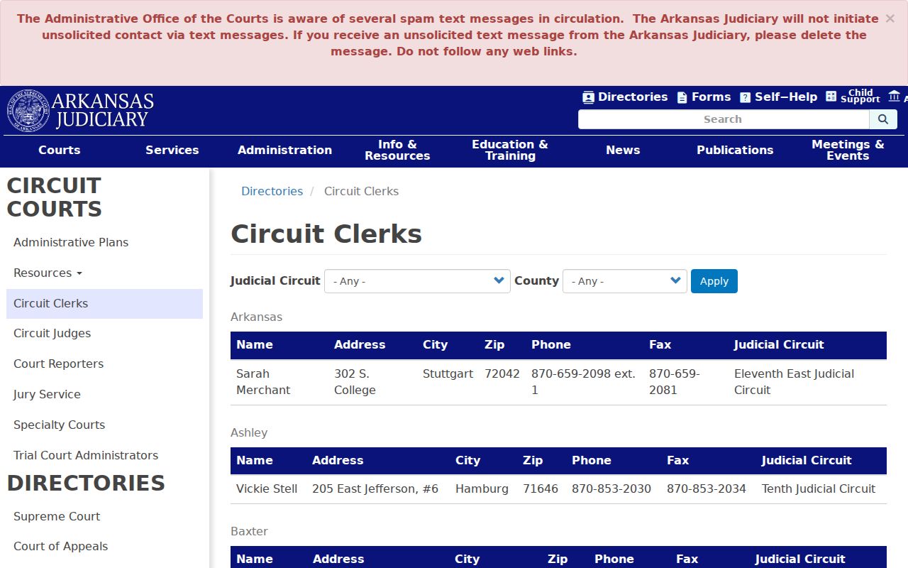 Lincoln County criminal court case circuit clerks directory