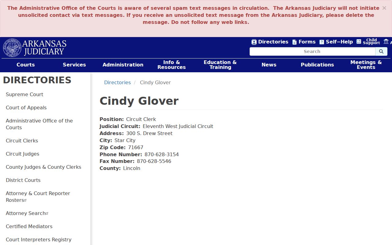 Lincoln County criminal court case Circuit Clerk directory listing