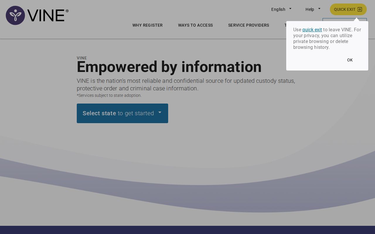 Star City criminal records VINELink custody notification page